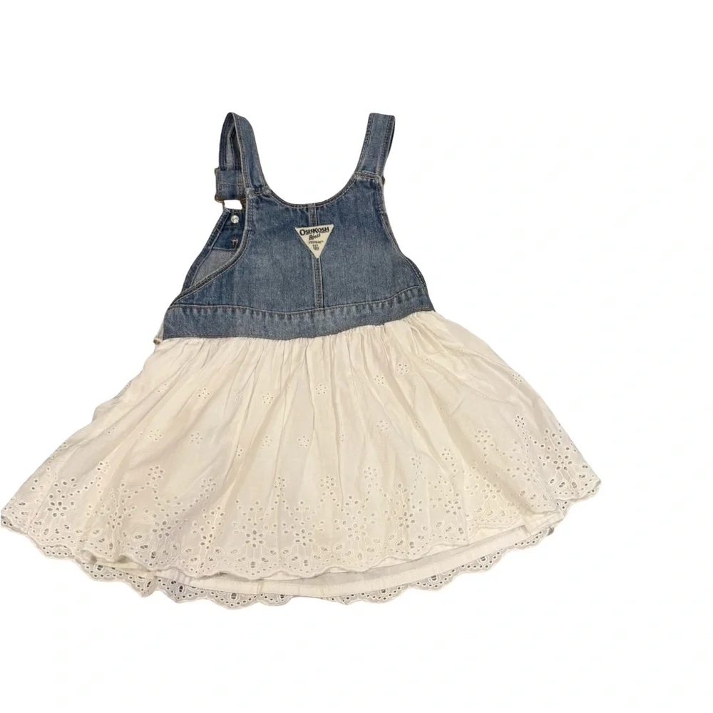 OshKosh Denim Overall Dress w/ Eyelet Skirt | 4T